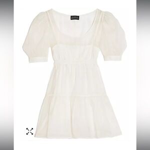 Danielle Bernstein Solid Organza Puff-Sleeve Mini Dress
